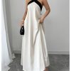 Women's Backless Halter Maxi Dress Summer Bow Tie Flowy Vacation Party Dresses