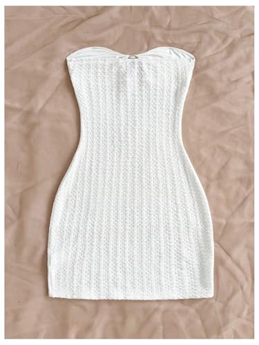 Women's Summer Mini Tube Dress Cut Out Strapless Sleeveless Knit Bodycon Beach Party Dresses