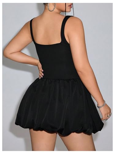 Women's Plus Size Square Neck Sleeveless A Line Bubble Dress Y2k Mini Dresses