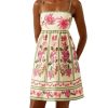 Women's Floral Print Cami Dress Spaghetti Strap A Line Flared Flowy Short Summer Dresses Sundress
