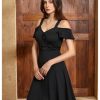 Women's Cold Shoulder A line Dresses V Neck Ruffle Short Sleeve Cut Out Short Dress