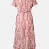 Women Summer Maxi Dress V Neck Short Sleeve Floral Print Wrap Slit Beach Casual Dress