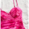 Women's Summer Floral Corset Dress Spaghetti Strap Ruched Mesh Bodycon Vacation Mini Dresses
