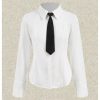 Women's Button Down Long Sleeve Blouse Collared Slim Fit Dress Shirts with Tie