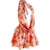 Women's Summer Floral Halter Deep Dowl Neck Dress Ruffle Beach Vacation Flowy Mini Sundresses