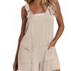 Women's Summer Sleeveless Overall Adjustable Loose Jumpsuit Beach Romper Travel Vacation Outfits with Pockets