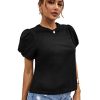 Women's Summer Short Puff Sleeve Tee Top Round Neck T-Shirt