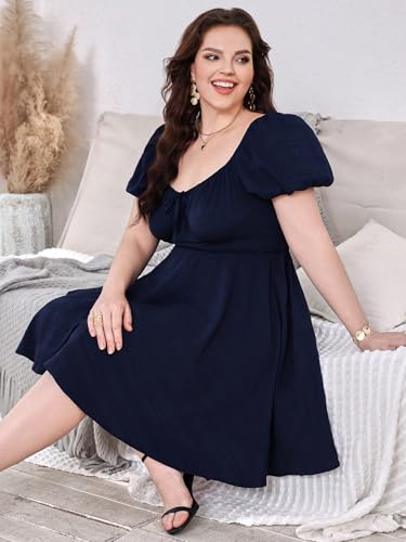 Women's Plus Size Short Sleeve Mini Dress High Waist Summer Dresses Wedding Guest Dress