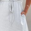 Women's Knit Drawstring Waist Mini Dress V Neck Sleeveless A Line Casual Summer Dresses with Pockets