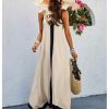 Women's Spaghetti Strap V Neck Color Block A Line Vacation Maxi Dress