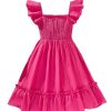 Girl's Birthday Dresses Sleeveless Square Neck Shirred Ruffle Flowy Summer Short Dress
