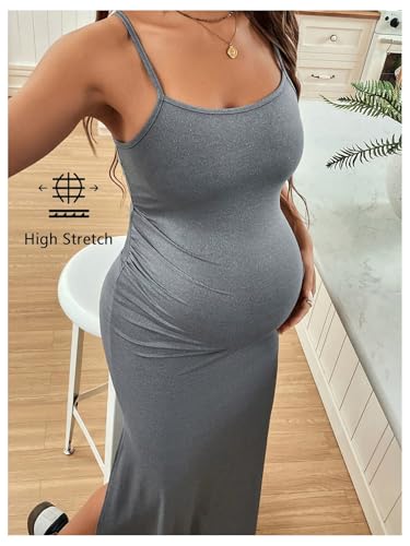 Women's Maternity Dress Sleeveless Spaghetti Strap Summer Long Pregnancy Dresses