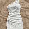 Women's Elegant One Shoulder Bodycon Dress Summer Party Ruched Women Short Dresses