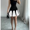 Women's Summer Off The Shoulder Mini Dress Color Block A Line Flared Cocktail Party Dresses