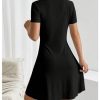 Women's V Neck Short Dresses Short Sleeve Collar Button A Line Dress Work Outfits