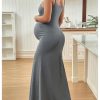 Women's Maternity Dress Sleeveless Spaghetti Strap Summer Long Pregnancy Dresses