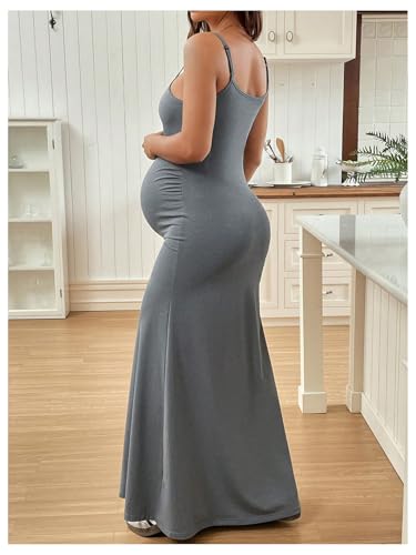 Women's Maternity Dress Sleeveless Spaghetti Strap Summer Long Pregnancy Dresses