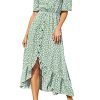 Dress for Women Maxi Dresses Off Shoulder Ditsy Floral Print Short Sleeve Frill A Line Dress