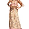 Women Ruffle Floral Summer Dress Spaghetti Strap Backless Flounce Casual Sundress Beach Holiday Maxi Dress