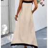 Women's Spaghetti Strap V Neck Color Block A Line Vacation Maxi Dress