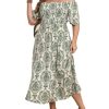 Women's Plus Size Casual Summer Midi Dress Square Neck Short Sleeves Smocked Waist with Pockets