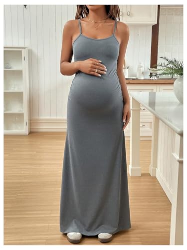 Women's Maternity Dress Sleeveless Spaghetti Strap Summer Long Pregnancy Dresses