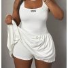 Women's Square Neck Tennis Dress Sleeveless Pleated A Line Summer Mini Dresses with Built in Shorts
