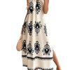Women's Backless Halter Cami Dress Boho Print Sleeveless Split Hem Long Summer Dresses