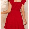 Women's Summer Dresses Ruffle Sleeve Square Neck Flowy Short Dress Going Out Dress