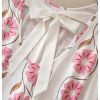 Women's Plus Size Floral Ruffle Dress Bow Tie Sleeveless Crewneck Summer Smock Short Dresses Sundress