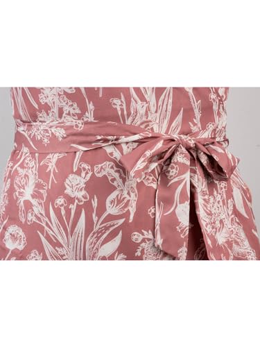 Women Summer Maxi Dress V Neck Short Sleeve Floral Print Wrap Slit Beach Casual Dress