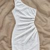 Women's Elegant One Shoulder Bodycon Dress Summer Party Ruched Women Short Dresses