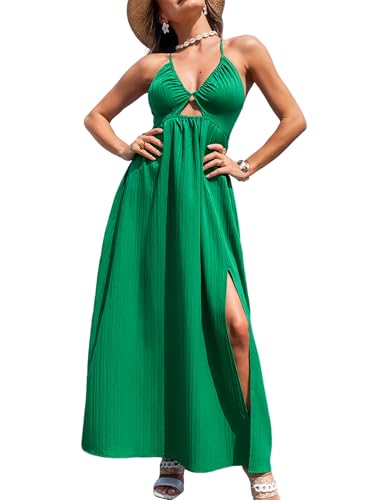 Women's Summer Dresses Plunging V Neck Cutout V Neck Sleeveless Long Maxi Casual Formal Dress