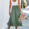 Women's Summer Midi Dresses Sleeveless Tank Smocked Beach Vacation Hawaiian 2025 Flowy Sundress