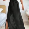 Women's High Waist Split Thigh Cover Up Skirt Sheer Beach Long Skirt Swimwear