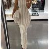 Women's Summer Sleeveless Bodycon Maxi Dress Sheer Knit Beach Vacation Long Dresses