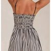 Women's Summer Striped Maxi Dress Spaghetti Strap Shirred A Line Flowy Long Cami Dresses Sundress with Pockets