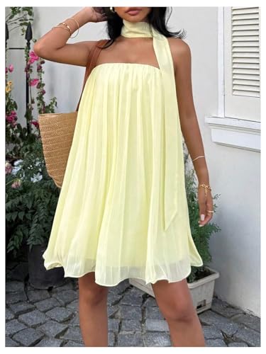 Women's Y2k Tube Mini Dress Sleeveless Party Beach Summer Flowy Sundresses with Scarf