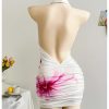 Women's Club Halter Cowl Neck Dress Draped Going Out Open Back Cocktail Mini Dresses Party Clubwear
