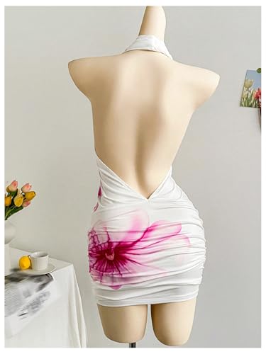 Women's Club Halter Cowl Neck Dress Draped Going Out Open Back Cocktail Mini Dresses Party Clubwear