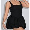 Women's Plus Size Square Neck Sleeveless A Line Bubble Dress Y2k Mini Dresses