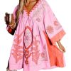 Women's Boho Print Summer Dress V Neck Half Sleeve Babydoll Flowy Loose Vacation Short Dresses