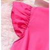 Girl's Ruffle Trim Dress High Waist A Line Casual Party Dress with Belt