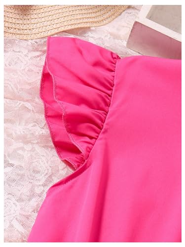 Girl's Ruffle Trim Dress High Waist A Line Casual Party Dress with Belt