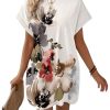 Women's Floral Print Mini Dresses Dolman Short Sleeve Crewneck Summer Vacation Dress