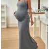 Women's Maternity Dress Sleeveless Spaghetti Strap Summer Long Pregnancy Dresses