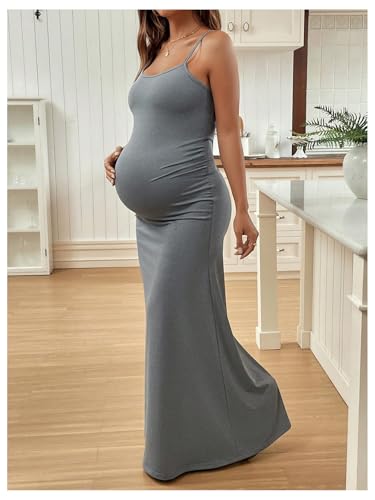 Women's Maternity Dress Sleeveless Spaghetti Strap Summer Long Pregnancy Dresses