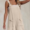 Women's Summer Sleeveless Overall Adjustable Loose Jumpsuit Beach Romper Travel Vacation Outfits with Pockets