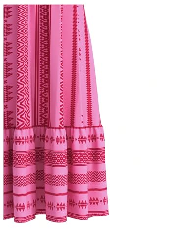 Women's Summer Boho Printed Maxi Dress Spaghetti Strap Ruffle Hem Flowy Long Cami Dresses Sundress