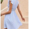 Women's Summer Party Striped Dress Ruffle V Neck A Line Flowy Beach Mini Dresses